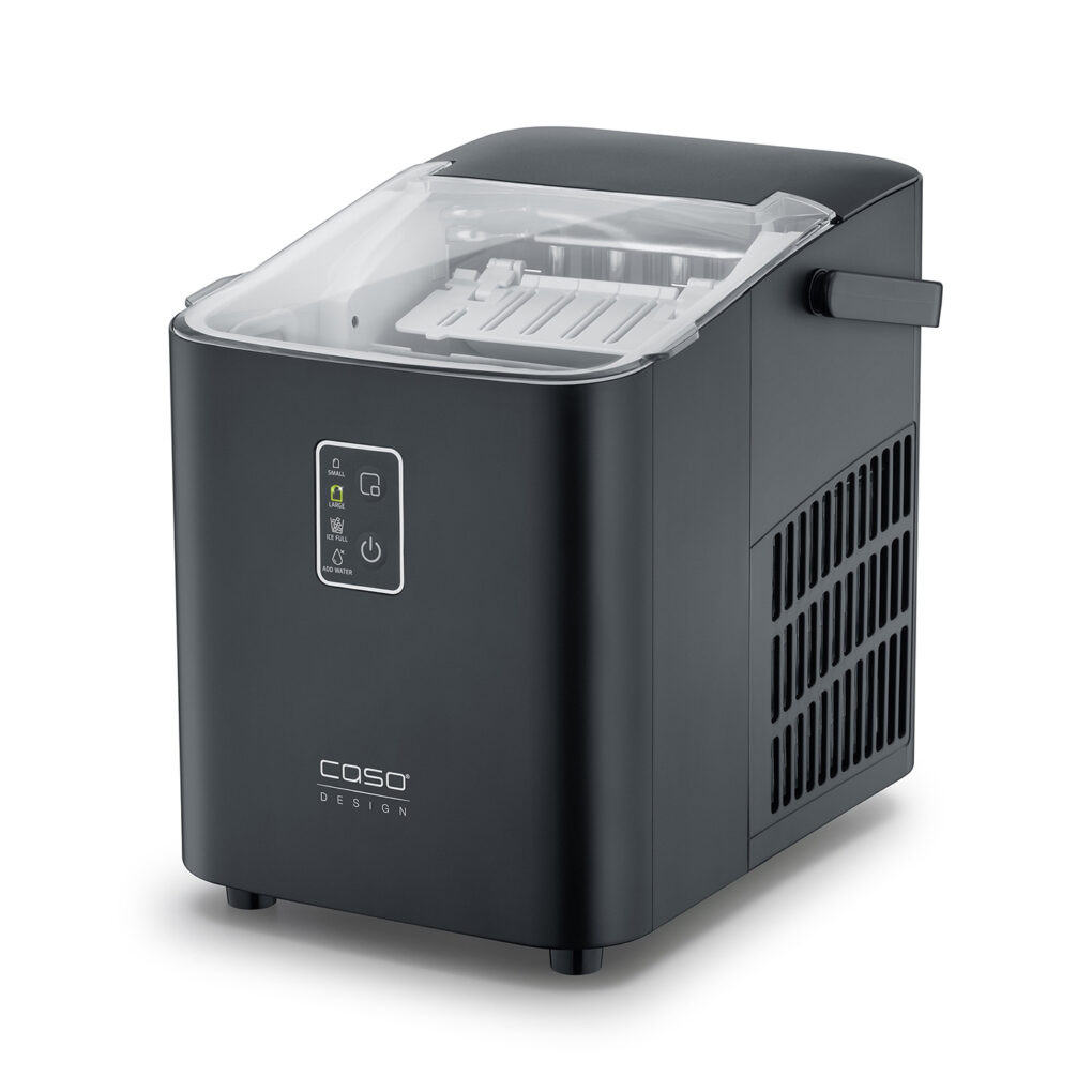 Ледогенератор Caso IceChef Compact 3401, 120W, 1 л, 12 кг/24 ч, 2 размера, Самопочистване, Компресорен, Черен мат