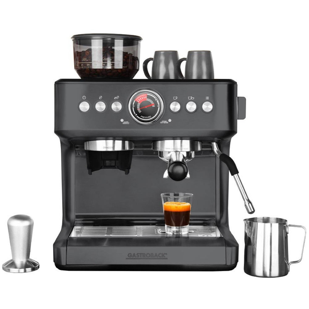 Еспресо машина Gastroback Advanced Urban Duo 42627, 3000W, 15 bar, 30 степени на смилане, Dual Thermoblock, Pre-brew, Манометър, Черен