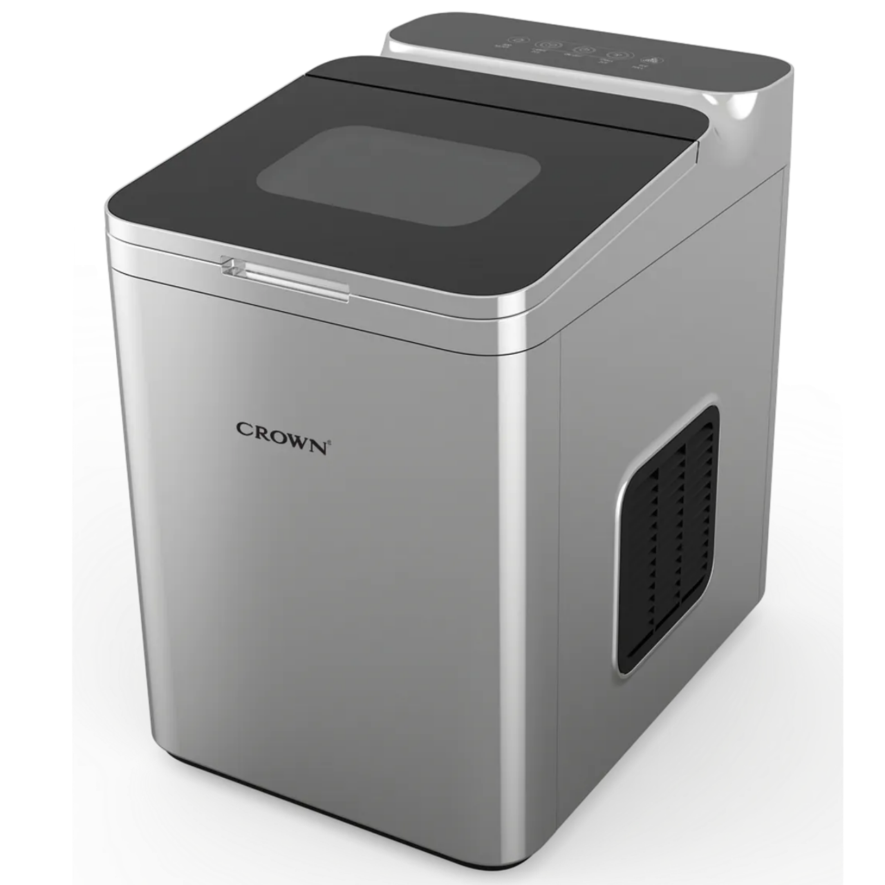 Ледогенератор Crown ICM-625S, 112W, 12 кг/24 ч, 1.5 л, 2 размера, Самопочистване, R600a, Индикатори, Инокс