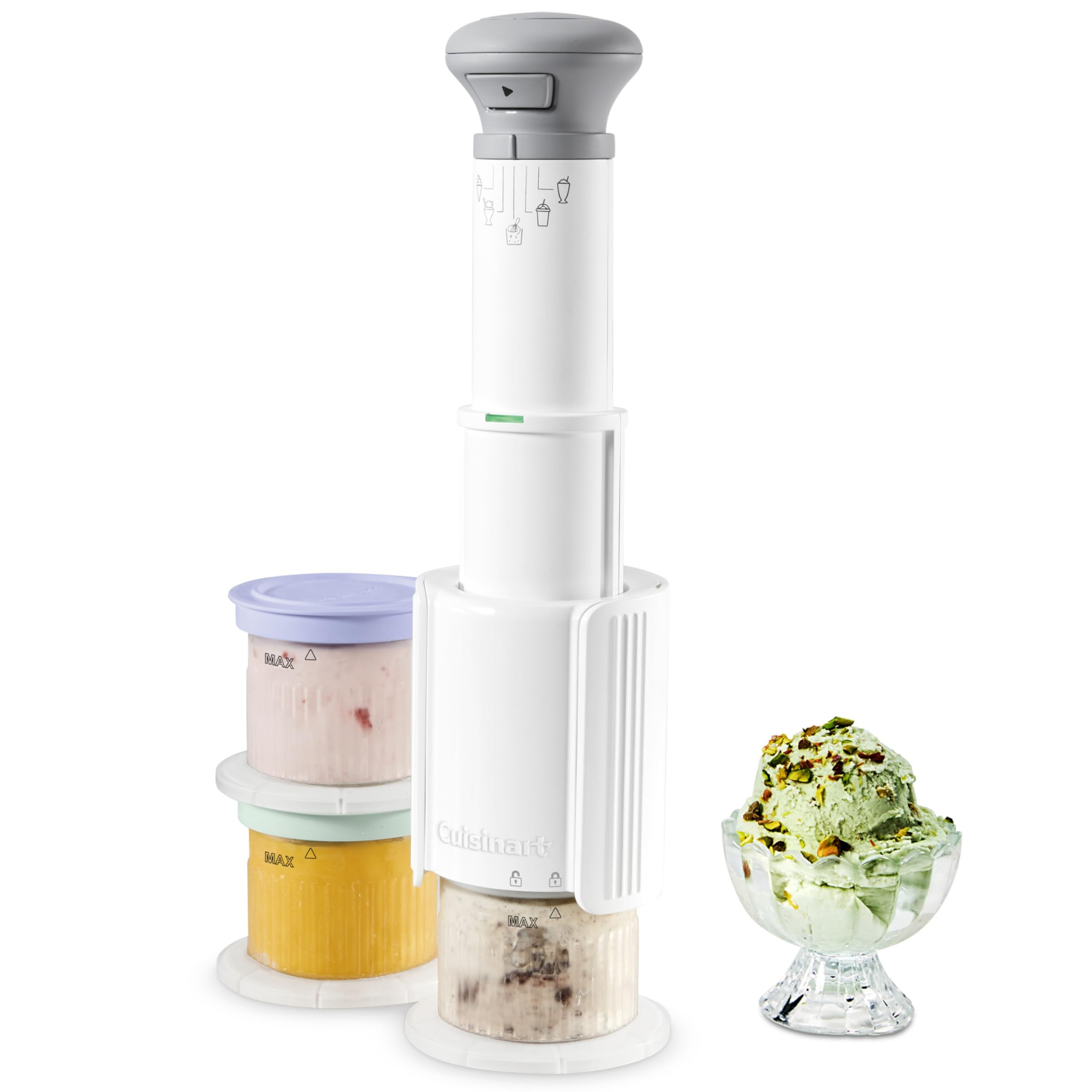 Машина за сладолед Cuisinart Freeze Wand ICEFD10E, 250W, 240 мл, 5 програми, Без BPA, Тиха работа, Бял