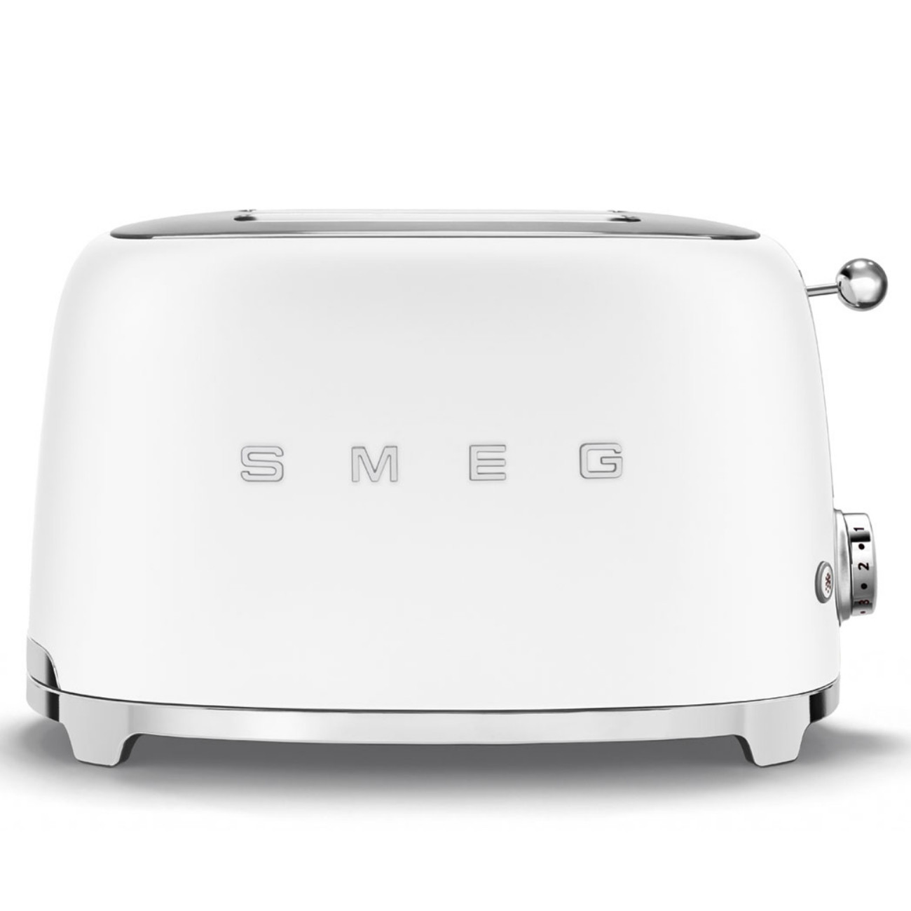 Тостер за хляб SMEG 50's Style TSF01WHMEU, 950W, 2 филии, 6 нива, Тавичка за трохи, Вграден кабел, Неръждаема стомана, Бял мат