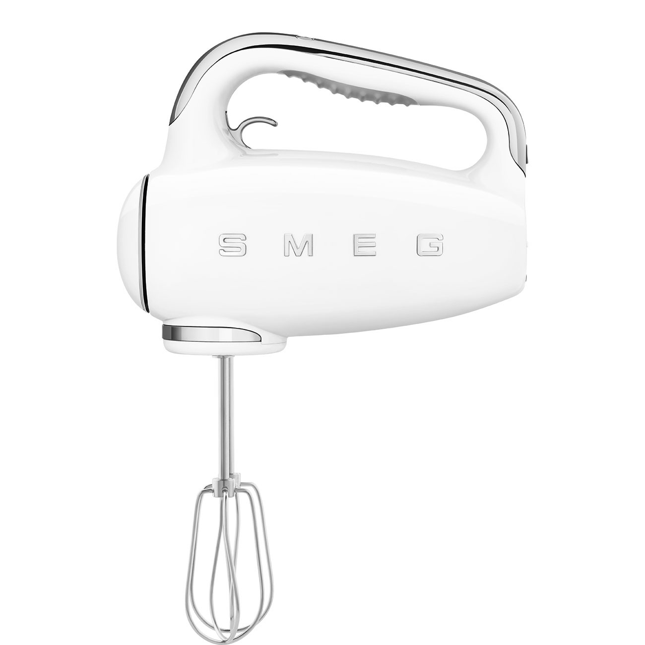 Ръчен миксер SMEG 50's Style HMF01WHEU, 250W, 9 скорости, Турбо, Скрит LED дисплей, Таймер, Аксесоари, Бял