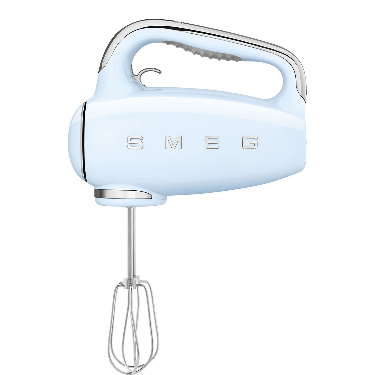 Ръчен миксер SMEG 50's Style HMF01PBEU, 250W, 9 скорости, Турбо, Скрит LED дисплей, Таймер, Аксесоари, Син