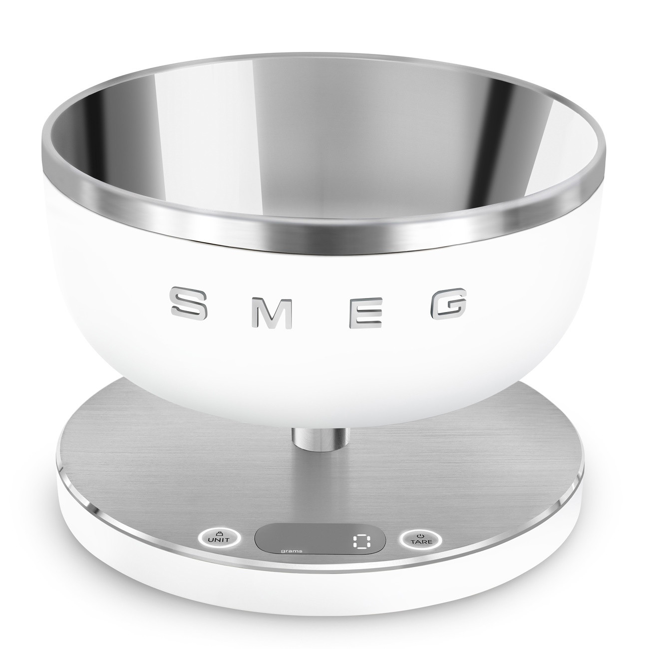 Кухненска везна Smeg Collezione KSC01WHMWW, До 5 кг/5 л, ТАРА, LED дисплей, Противоплъзгаща се основа, Автономия до 36 часа, Бял мат