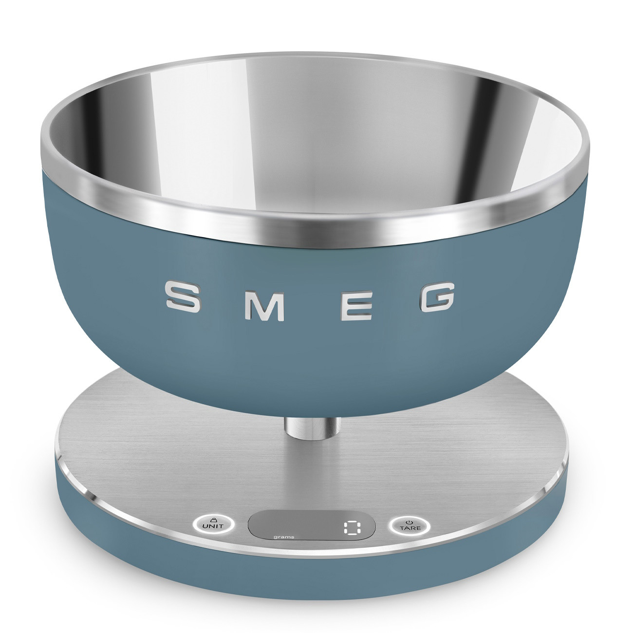 Кухненска везна Smeg Collezione KSC01SBMWW, До 5 кг/5 л, ТАРА, LED дисплей, Противоплъзгаща се основа, Автономия до 36 часа, Буреносно синьо