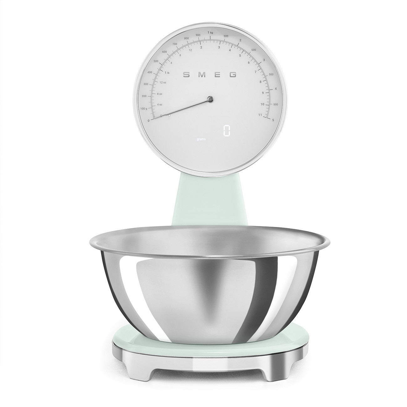 Кухненска везна Smeg KSF01PGWW, Аналогов и дигитален дисплей, До 5 кг/5 л, ТАРА, LED дисплей, Противоплъзгаща се основа, Автономия до 36 часа ...