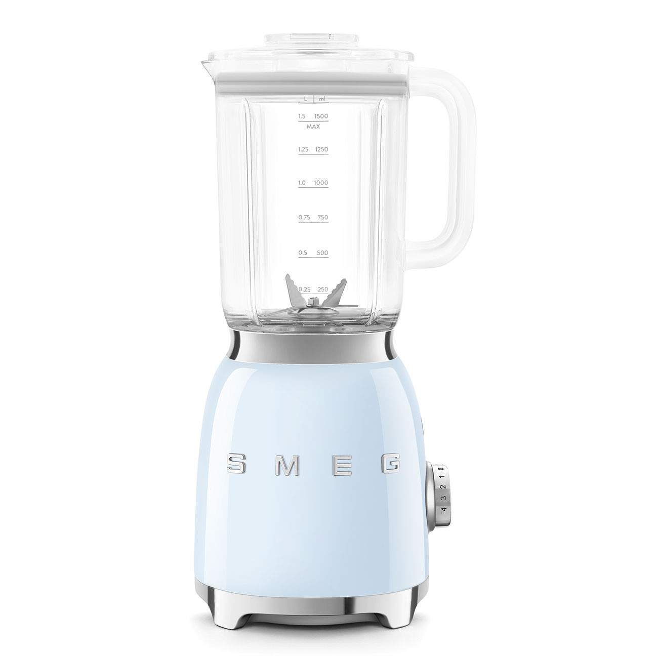 Блендер Smeg BLF03PBEU, 800W, 1.5 л, 18000 об/мин, 4 програми, 4 скорости + Пулс, Неръждаема стомана, Пастелно син