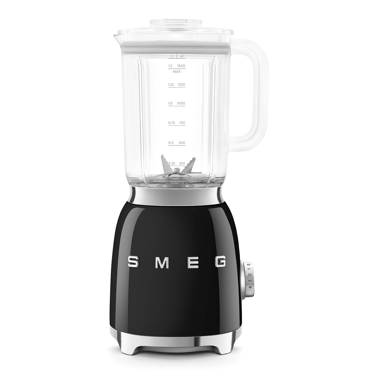Блендер Smeg BLF03BLEU, 800W, 1.5 л, 18000 об/мин, 4 програми, 4 скорости + Пулс, Неръждаема стомана, Черен