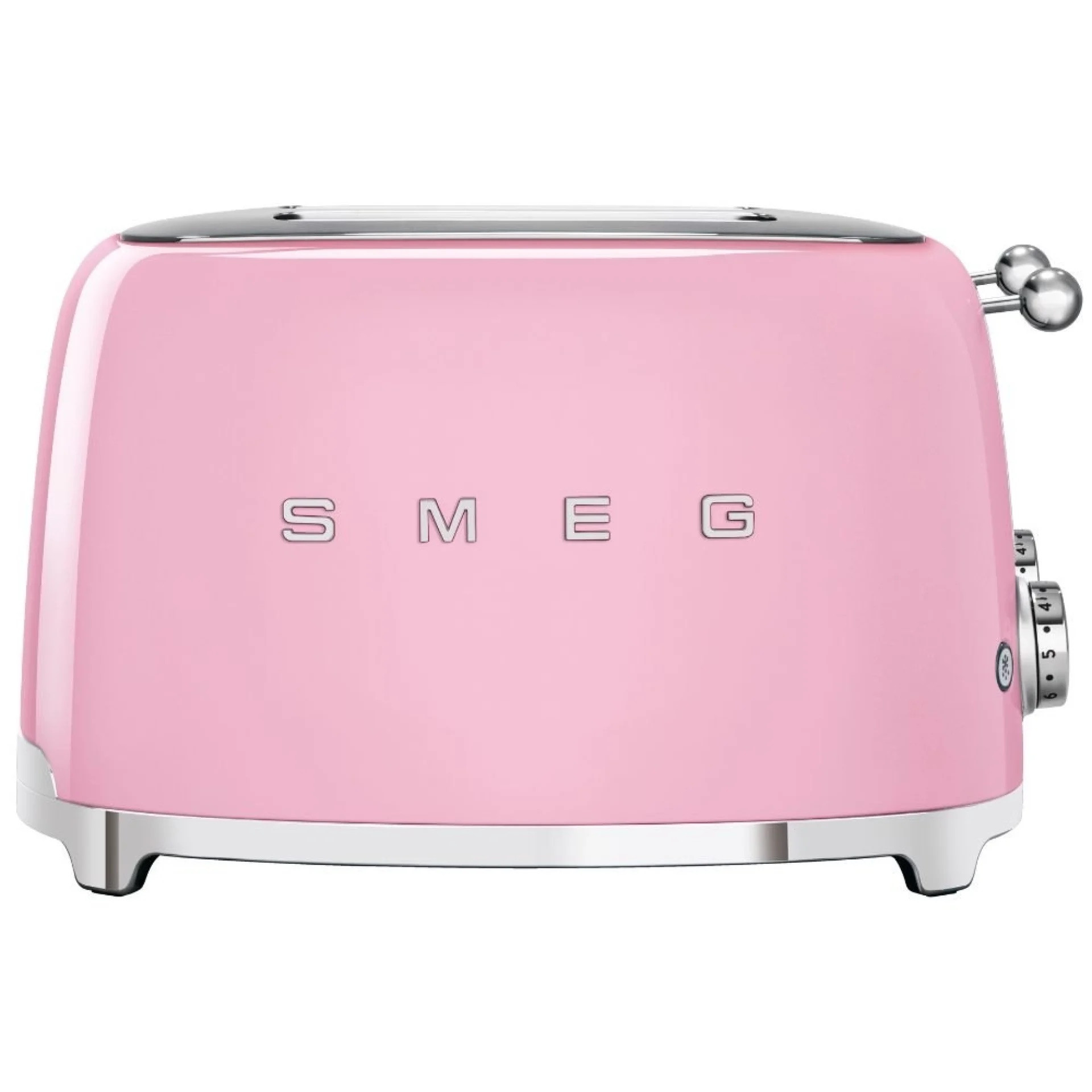 Тостер за хляб SMEG 50's Style TSF03PKEU, 2000W, 4 филии, 6 нива, Тавичка за трохи, Вграден кабел, Неръждаема стомана, Розов