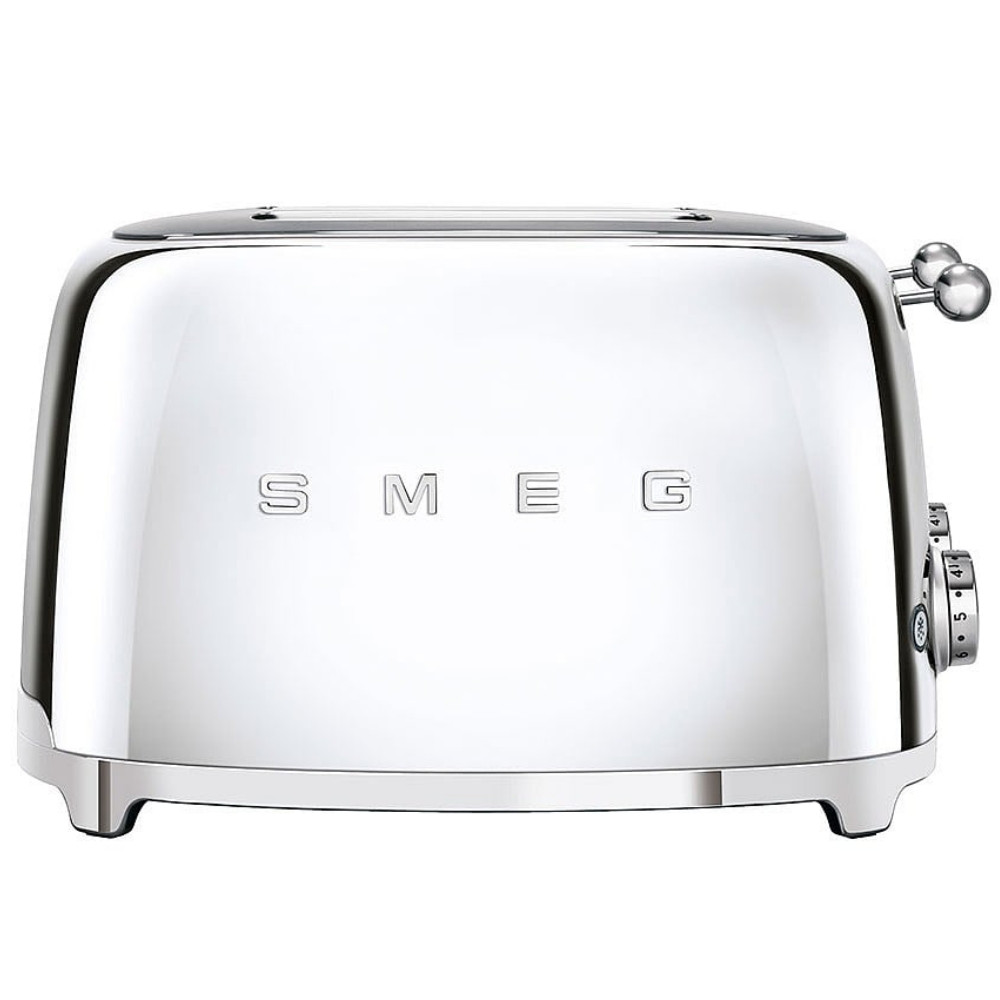 Тостер за хляб SMEG 50's Style TSF03SSEU, 2000W, 4 филии, 6 нива, Тавичка за трохи, Вграден кабел, Неръждаема стомана, Сребрист