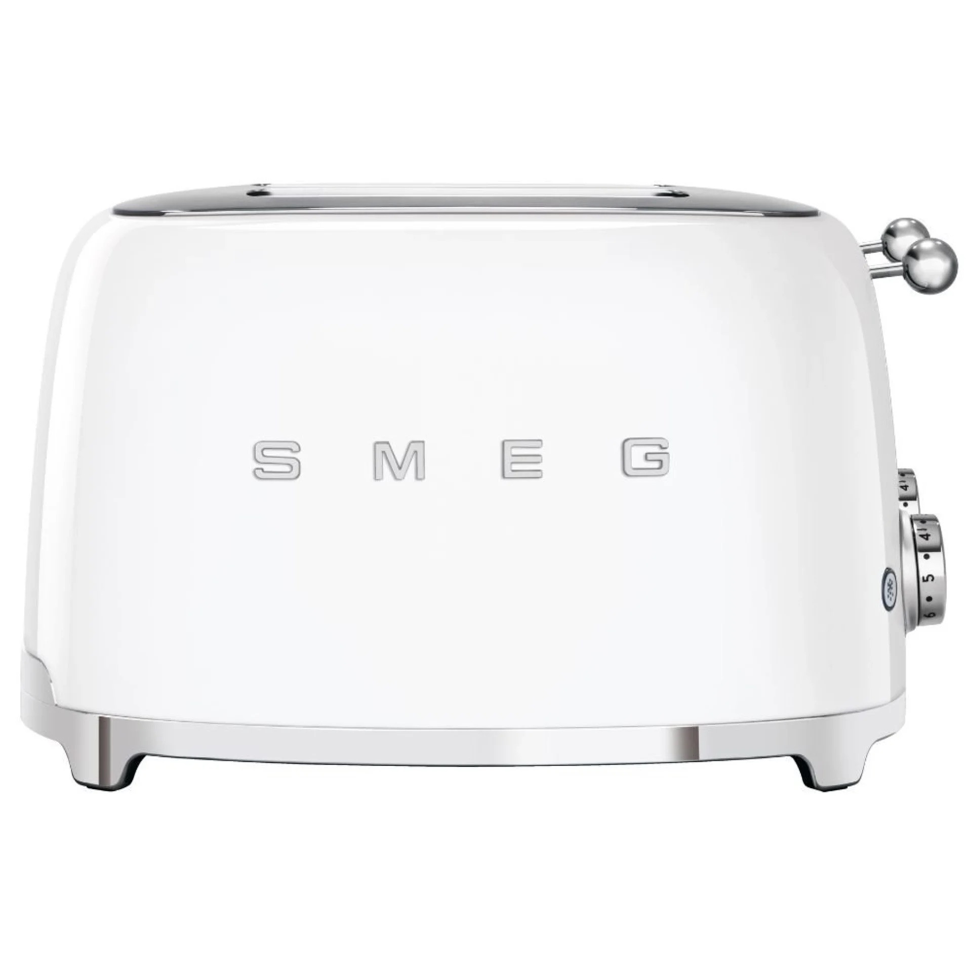 Тостер за хляб SMEG 50's Style TSF03WHEU, 2000W, 4 филии, 6 нива, Тавичка за трохи, Вграден кабел, Неръждаема стомана, Бял