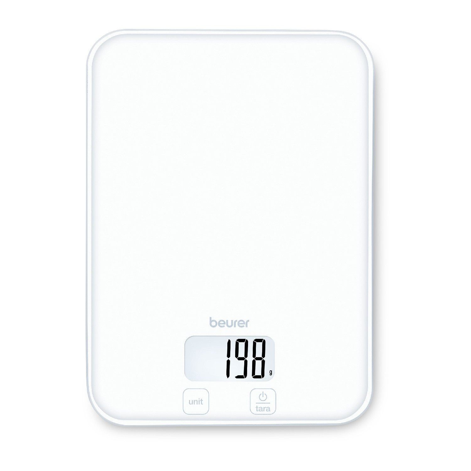 Кухненска везна Beurer KS 19 Pure White, До 5 кг, ТАРА, Сензорно управление, LCD, Стъкло, Ултратънка, Бял