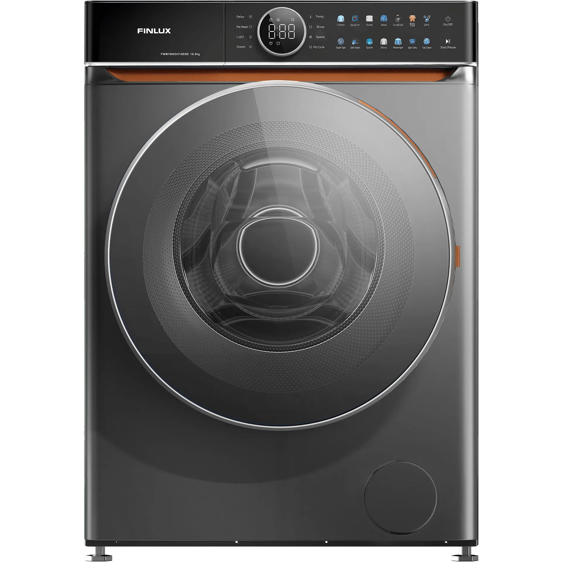 Пералня Finlux FWM10HIGH14END, Клас А, 14 програми, 10 кг, 1400 об./мин, Двоен инвертор, Барабан с текстура на естествени камъни, Антибактериално ...