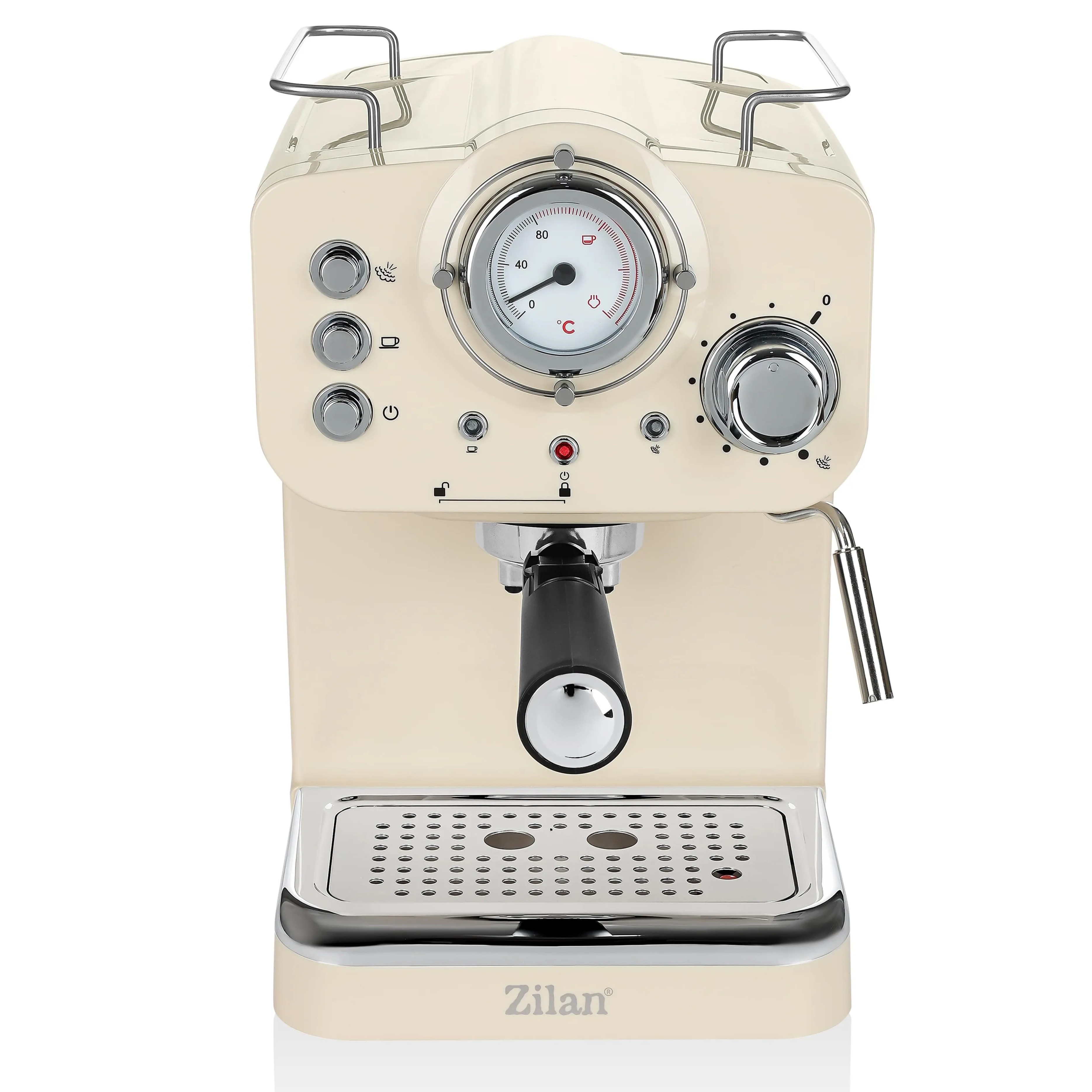 Еспресо машина ZILAN ZLN2992, 1100W, 15 bar, 1.25 л, Двойно приготвяне, Портафилтър, Топла и студена млечна пяна, Регулиране на темп, Кремав
