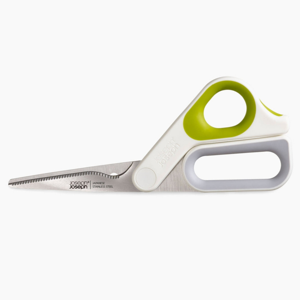 Кухненска ножица Joseph Joseph PowerGrip 10302, Неръждаема стомана, Отвор за билки, Бял/зелен