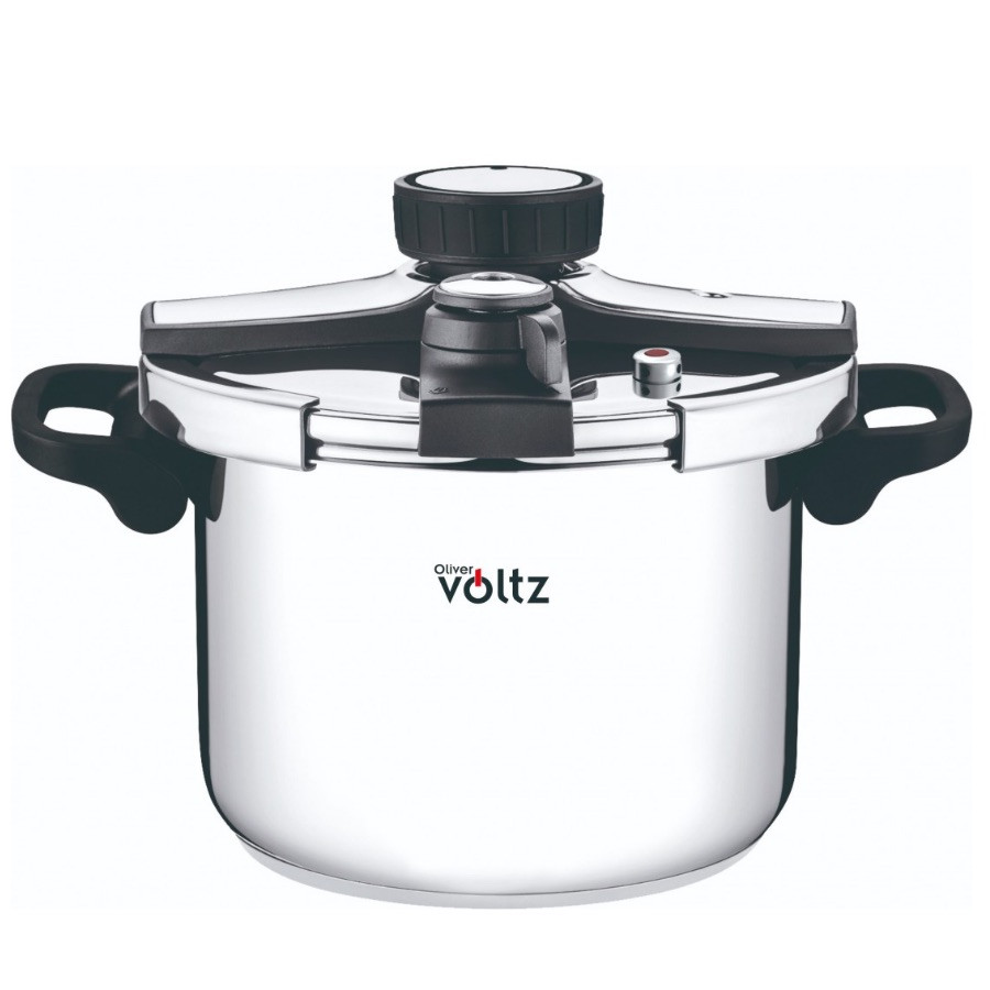 Тенджера под налягане Oliver Voltz OV51311C7, 7 л, 100 kPa, Два капака, Сгъваеми дръжки, Индукция, Инокс