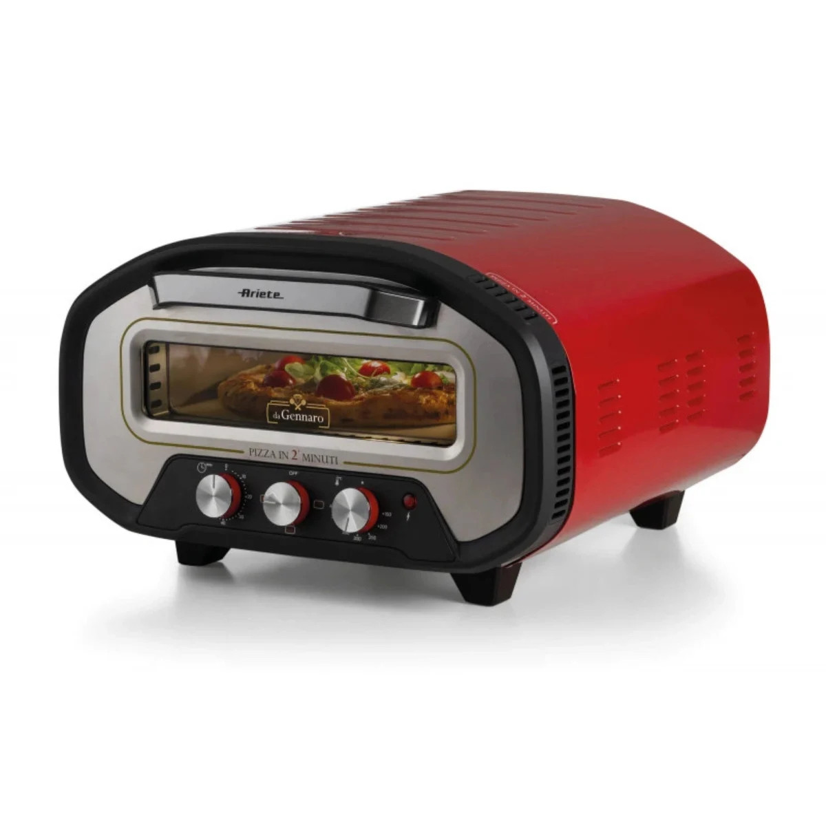 Електрическа фурна за пица Ariete Da Gennaro 3901/00, 2200W, 430°C, 3 режима, Каменна плоча, Таймер, Червен