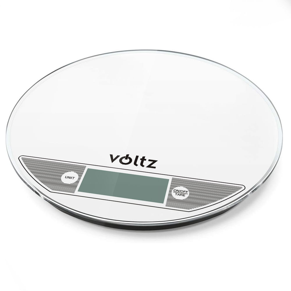 Кухненска везна Voltz V51651F, 5 кг, Стъкло, TARA, Кръгла, Бял