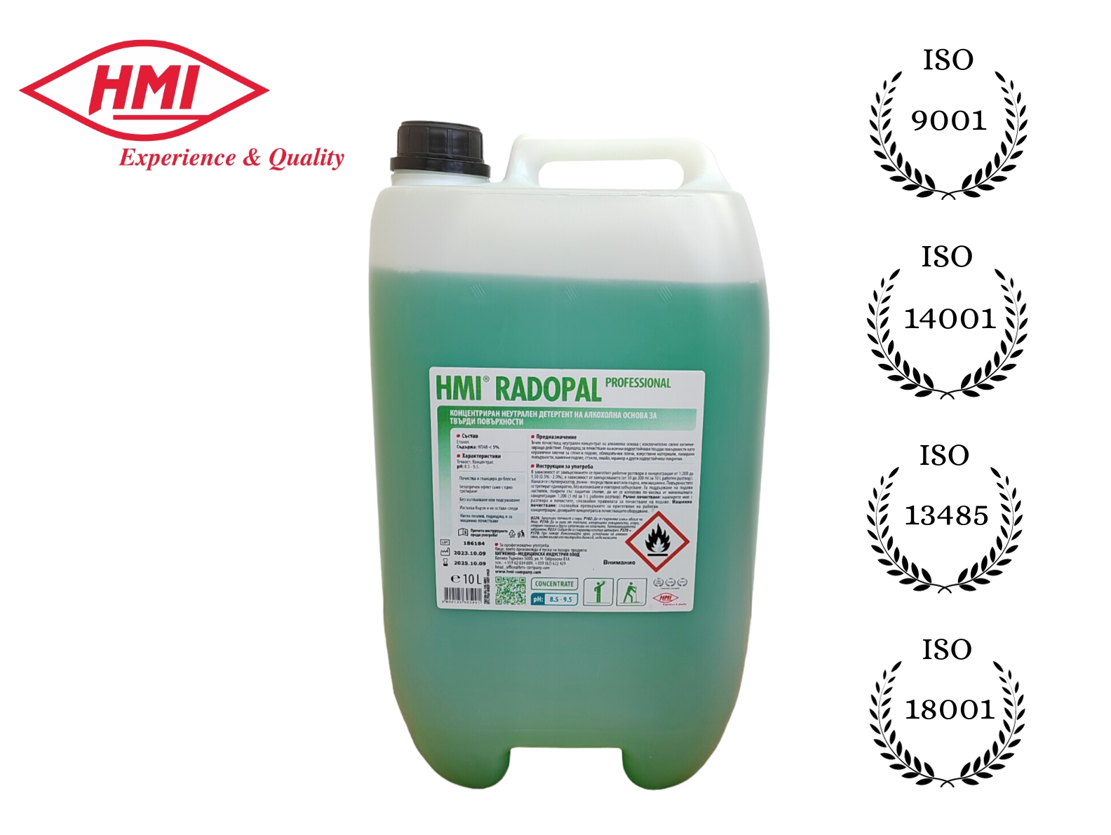 HMI® RADOPAL 10 л Концентрат на алкохолна основа за почистване на под и санитария. По НАССР. Без изплакване