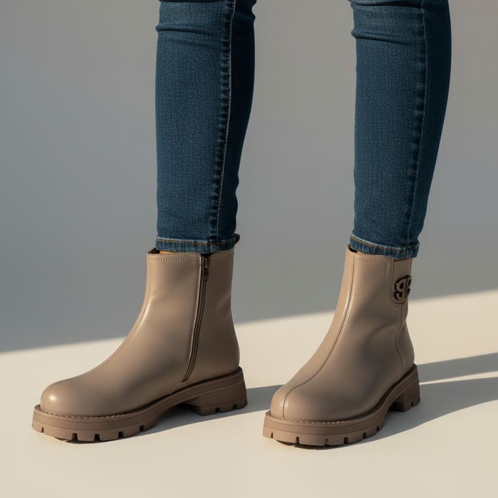 Дамски боти от естествена кожа с пух Bosido Stylish Brown