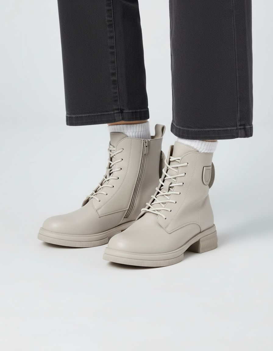 Дамски боти от естествена кожа със зимна вата Bosido 350-5 Beige