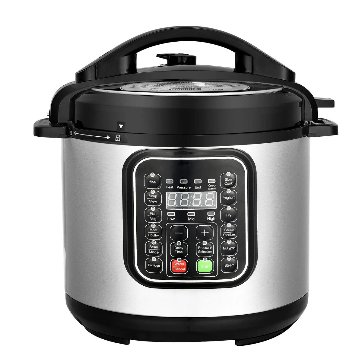 Мултикукър под налягане ELITE EPC-61280, 1000W, 6L, LED дисплей, Отложен старт, 12 програми, Черен/Инокс