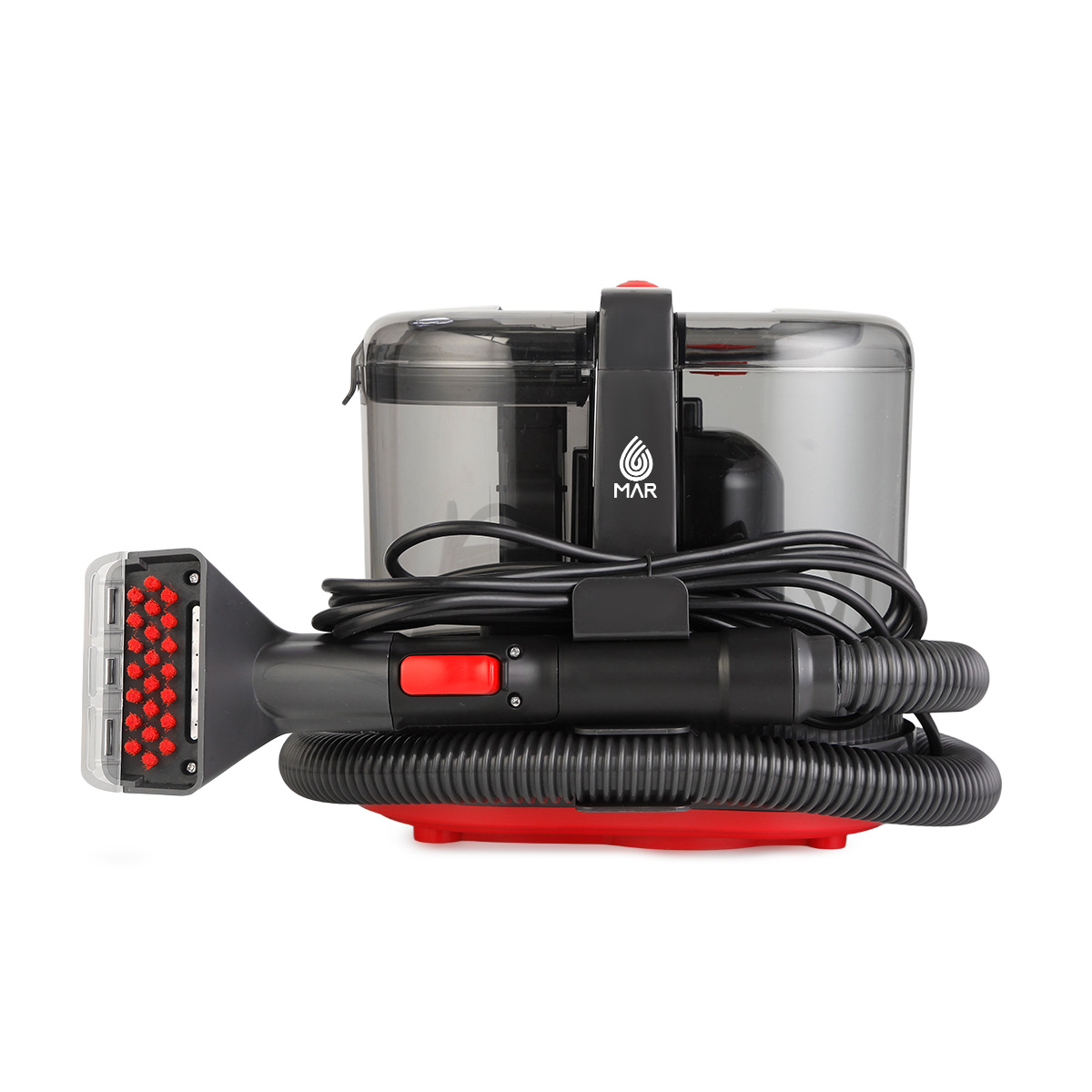 Перяща прахосмукачка MAR VC-301, 450 W, мокро почистване, 1.4L за чиста вода, 0.8L за мръсна вода, Черен/Червен