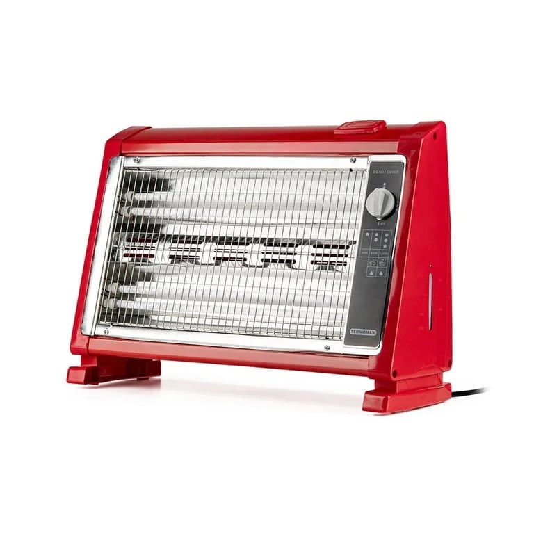 Кварцова печка Termomax TR416, 1600 W, 4 нагревателя, 3 степени, Вентилатор и овлажнител, Червен