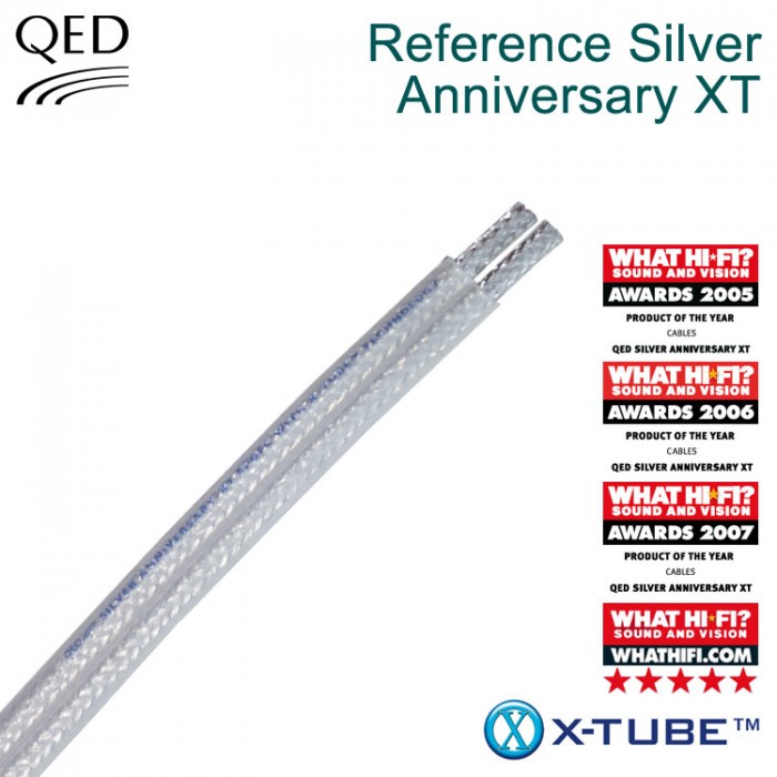 QED SILVER ANNIVERSARY XT Многократно награждаваният SILVER ANNIVERSARY XT кабел Ви осигурява отлично представяне за всяка Hi-Fi система или система домашно кино.