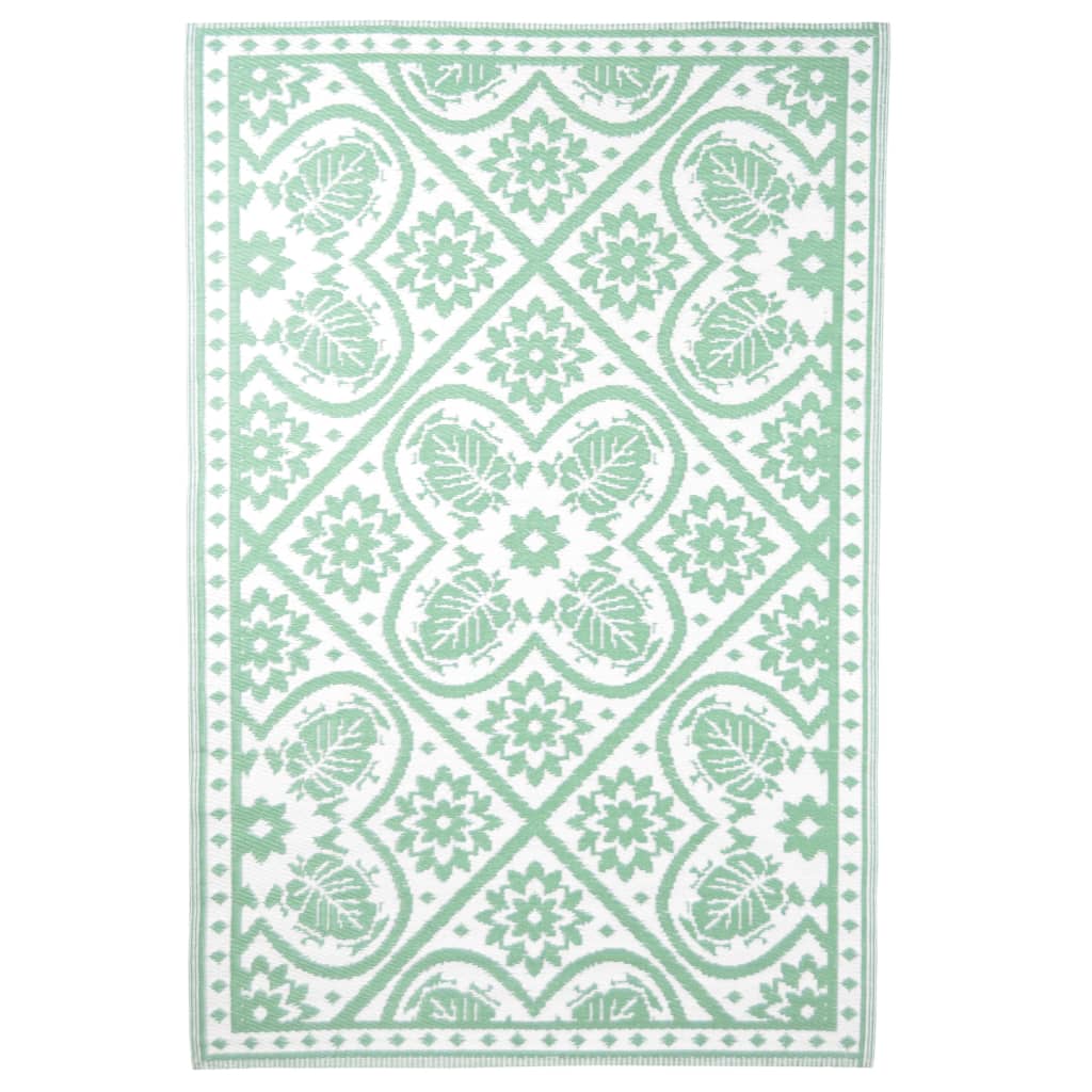 Esschert Design Килим за открито 182x122 см плочки зелено и бяло