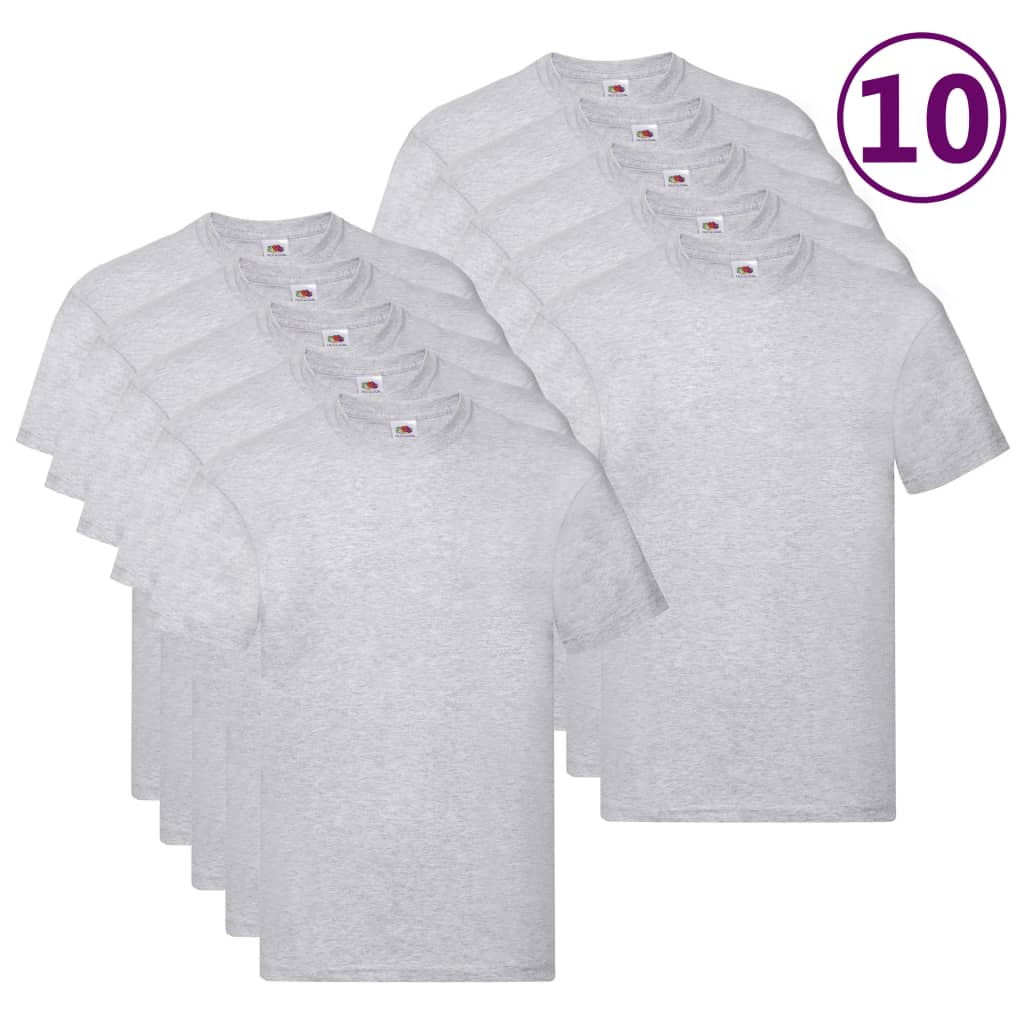 Fruit of the Loom Оригинални тениски, 10 бр, сиви, 4XL, памук