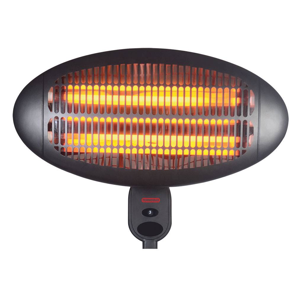 Kварцова печка Termomax TOX22, 2000W, Стенна, 3 степени, Защита IP 34, Черен