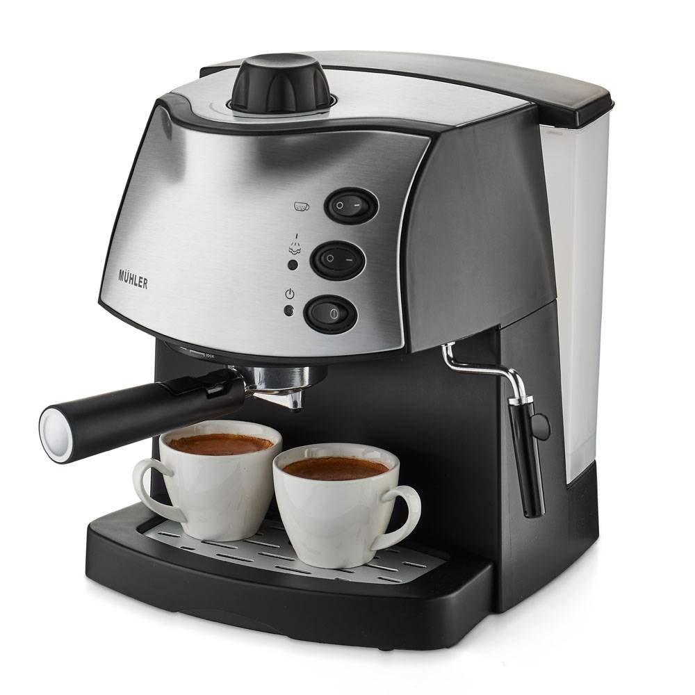 Еспресо машина Muhler MCM-1587, 850W, 15 Bar, 1.8L резервоар, Двоен метален филтър, Дюза за пара, Сребрист