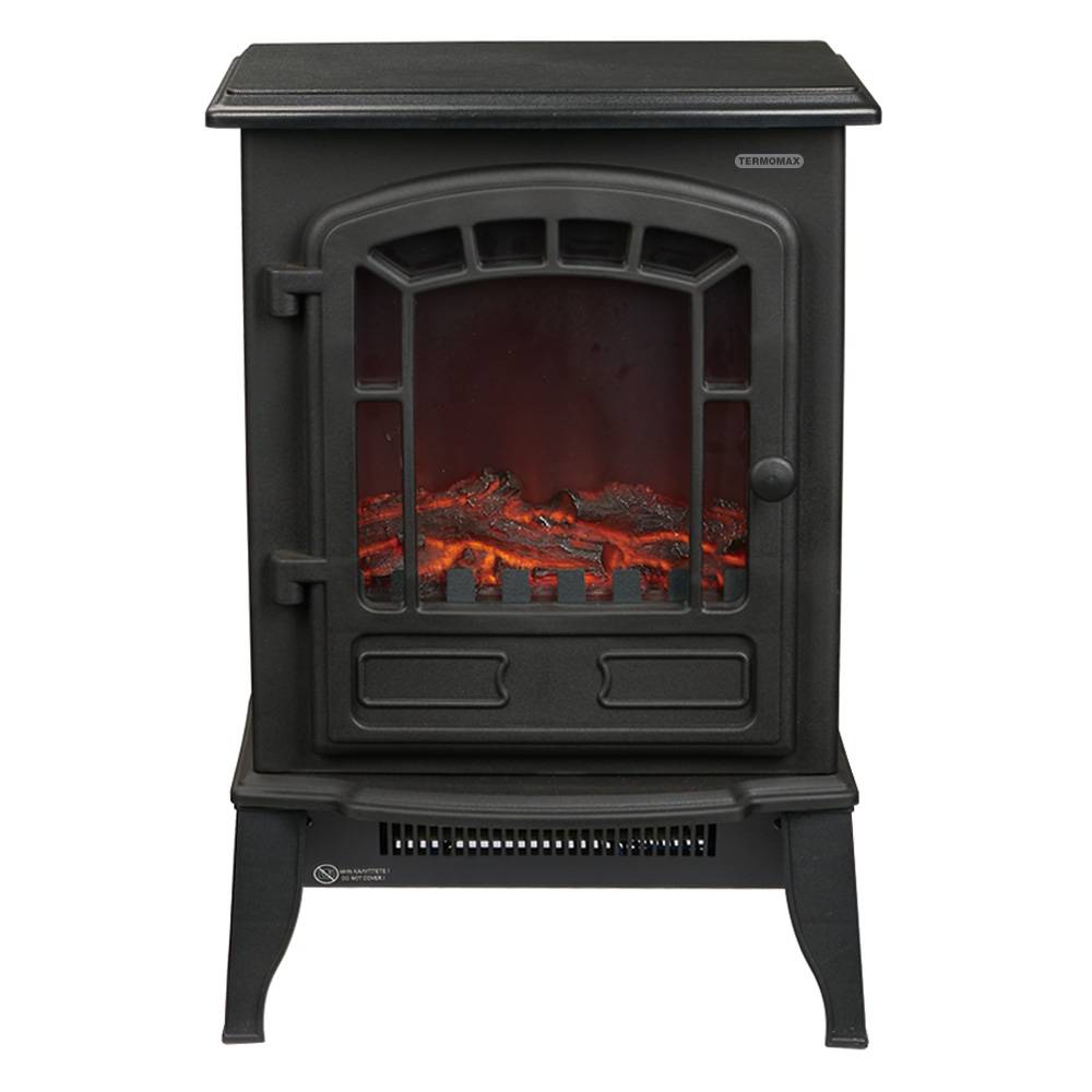 Електрическа камина Termomax TF257, 2000W, 2 степени, Термостат, 3D ефект, Черен