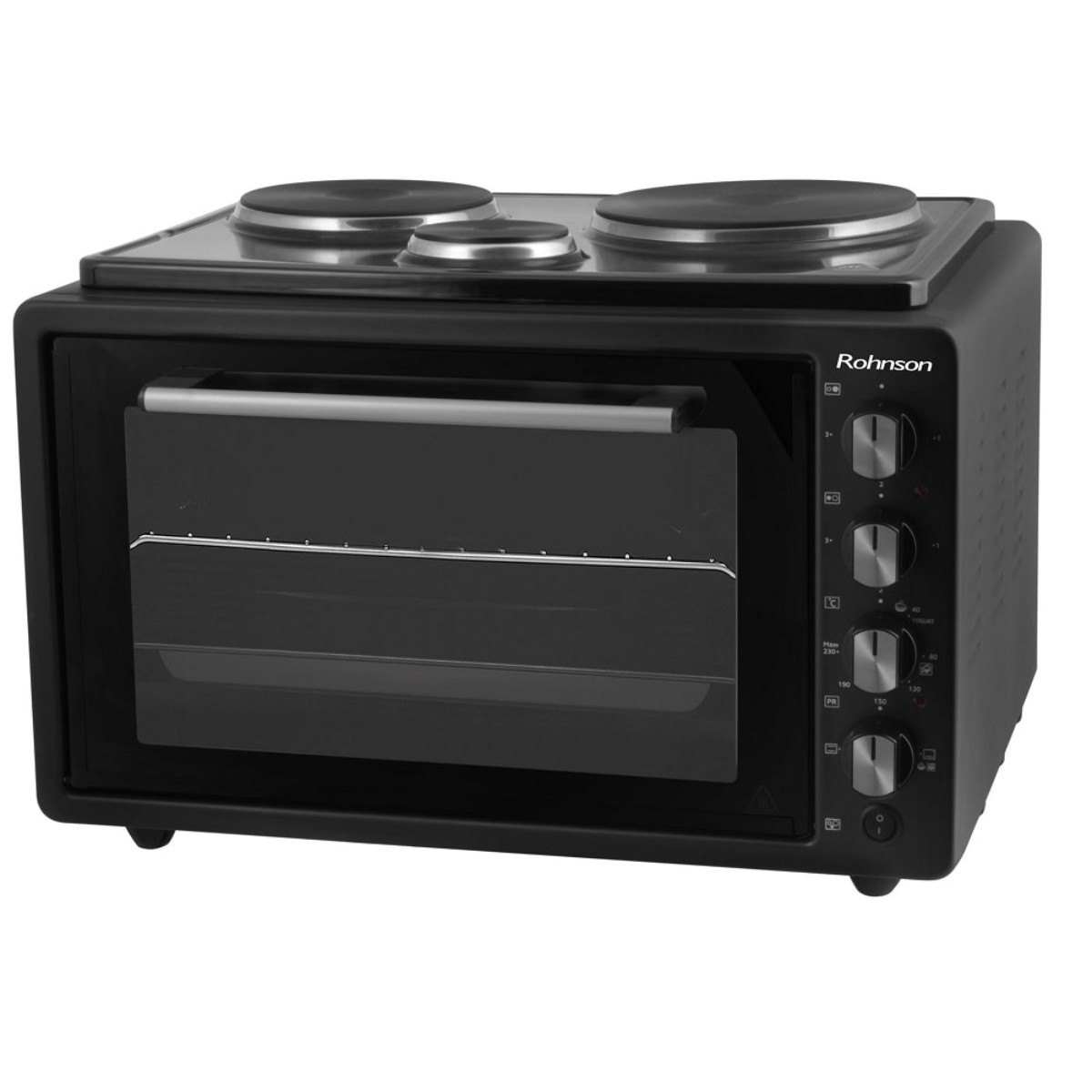 Готварска печка с 3 котлона Rohnson R-2142, 1300 W, 42 литра, Термостат, Черен