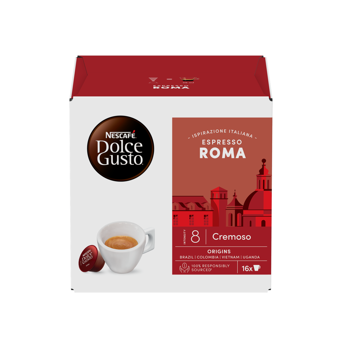 Кафе капсули NESCAFÉ Dolce Gusto Roma, 30 броя, Интензитет 8, Арабика и Робуста