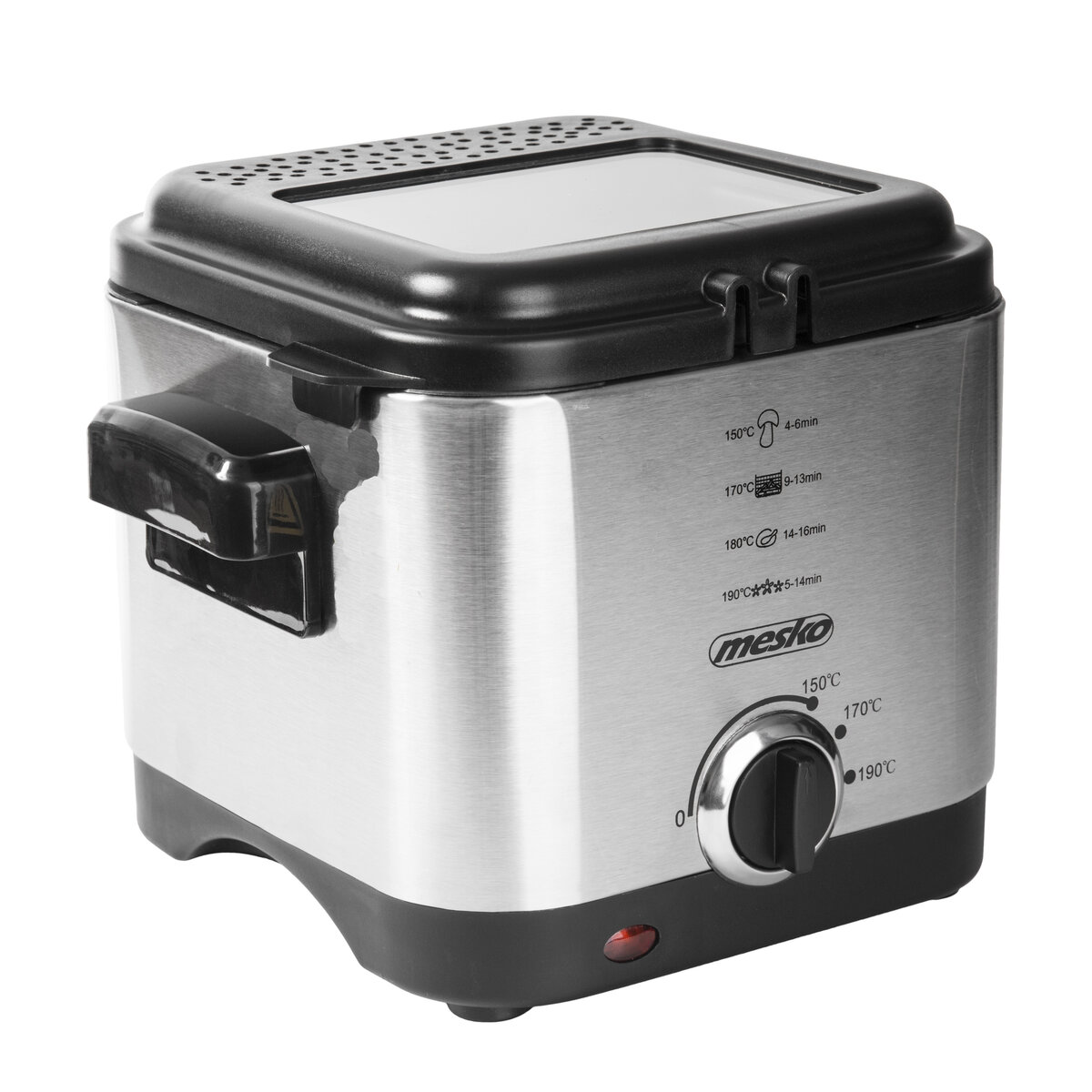 Фритюрник Mesko MS-4910, 900W, 1.5L, Неръждаема стомана, Термостат, Сребрист/Черен