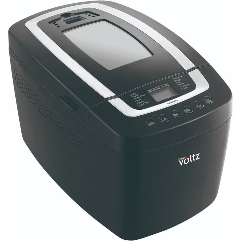 Хлебопекарна Oliver Voltz OV51446B, 800W, 2 бъркалки, 12 програми, LCD дисплей, Таймер, Черен
