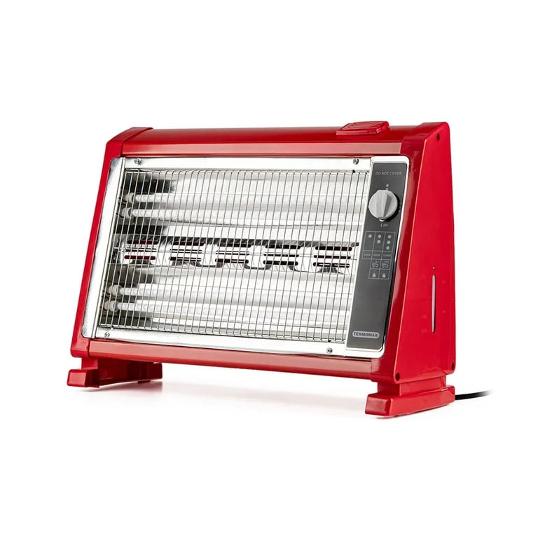 Кварцова печка Termomax TR416, 1600W, 3 степени, 4 нагревателя, Вентилатор, Червен
